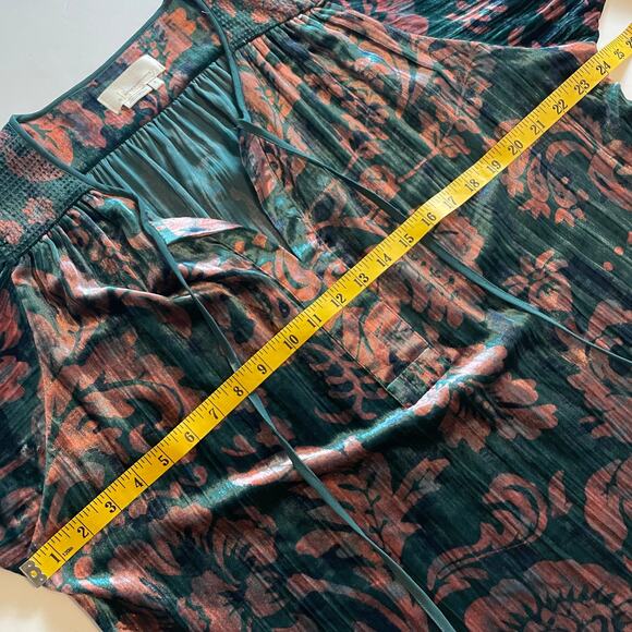 Anthropologie Faustine Velvet Peasant Top Womens Size Small Floral Oversized - Picture 10 of 12